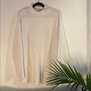 Fuzzy White Mock Neck Sweater